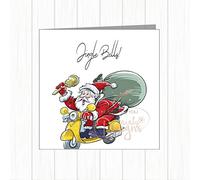 Santa On Scooter Christmas Bell - Xmas Card MODs Vespa Lambretta Scooterist - Seasons Greetings - Husband Dad Uncle Brother Grandad