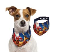 Santa On Sleigh Dog Bandanas,Summer Bandanas for Dogs Washable Adjustable Dog Triangle Scarf Bibs Cute Pet Bibs for Medium Large Dogs Puppy and Cats Medium