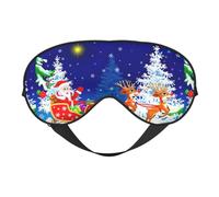 Santa On Sleigh Soft Sleep Mask Adjustable Strap Light Blocking Reversible Comfortable Night Mask