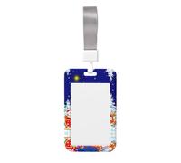 Santa On Sleigh Vertical Id Card Badge Holder with Neck Strap, Printed Waterproof Name Card Holder for Work Office Nurse School
