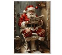 Santa on Toilet Poster Funny Christmas Restroom Decor Holiday Bathroom Print Jolly Xmas Art Humorous Toilet Art Indoor Decor for bathrooms shower room washroom restroom UnFramed