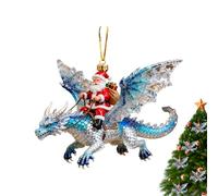 Santa Ornaments,2D Santa Claus Riding Dragon Decor | Christmas Tree Decor - for Holiday Home Party Window Backpack Celebration Winter Seasonal Display