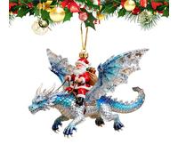 Santa Ornaments | 2D Santa Riding a Dragon Pendant - Christmas Tree Decor - for Holiday Home Wall Window Backpack Celebration Winter Seasonal Display