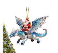 Santa Ornaments,2D Santa Riding a Flying Dragon Decor,Christmas Tree Ornaments - for Holiday Celebration Winter Seasonal Display Backpack