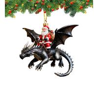 Santa Ornaments - 2D Santa Riding a Flying Dragon Tree Decoration Snow Dragon | Holiday Ornament for Home, Window, Backpack, Celebrate