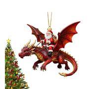 Santa Ornaments - 2D Santa Riding a Flying Dragon Tree Decoration Snow Dragon | Holiday Ornament for Home, Window, Backpack, Celebrate