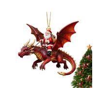 Santa Ornaments - 2D Santa Riding Flying Dragon Decoration,Christmas Tree Decorations,for Christmas Holiday Home Party Wall Window Backpack Celebration