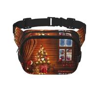 Santa Outside The Window Square Double-Layer Waist Bag with All-Over Print,Durable Twill Fabric, Multi-Pocket Fanny Pack for Outdoor Sports Travel