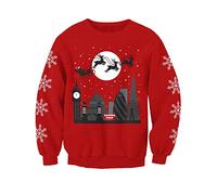 Santa Over London Scene Christmas Jumper Adults Sweatshirt XX Large Red