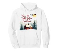 Santa Over Snowy Cabin Christmas Eve Scene Pullover Hoodie