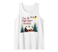 Santa Over Snowy Cabin Christmas Eve Scene Tank Top