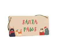 'Santa Paws' Funny Festive Plywood Hanging Sign - Perfect Christmas Idea for Parents, Couples, Family, Grandparents, Siblings, Son, Daughter (smlsgn-ds23-santapaws)