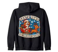 Santa Paws Is Coming Christmas Cavalier King Charles Spaniel Zip Hoodie