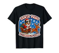 Santa Paws is Coming Christmas Miniature American Shepherd T-Shirt