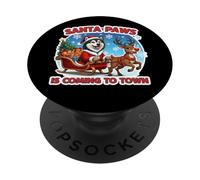 Santa Paws Is Coming To Town Christmas Alaskan Malamute Dog PopSockets Adhesive PopGrip