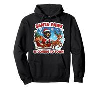 Santa Paws Is Coming To Town Christmas Black Bear Lover Xmas Pullover Hoodie
