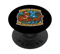 Santa Paws Is Coming To Town Christmas Dachshund Dog Owner PopSockets Adhesive PopGrip
