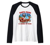 Santa Paws is Coming to Town Christmas Great Dane Dog Owner Raglan Baseball Tee