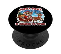 Santa Paws Is Coming To Town Christmas Pet Mouse Owner Lover PopSockets Adhesive PopGrip