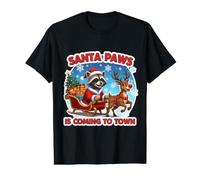 Santa Paws is Coming to Town Christmas Racoon Lover Holiday Value Graphic T-Shirt