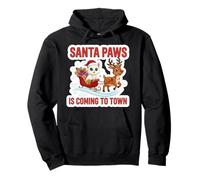 Santa Paws Is Coming To Town Christmas White Cat Owner Xmas Pullover Hoodie