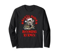 Santa Paws is Coming to Town with Christmas Staffie Long Sleeve T-Shirt