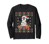 Santa Penguin Christmas Ugly Sweater Funny Holiday Pajamas Long Sleeve T-Shirt