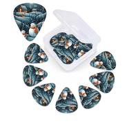 Santa Penguin Print Guitar Picks 12 Pack with Organizer Storage Box Guitar Accessories Ukulele for Acoustic Guitar Bass Guitar Gift
