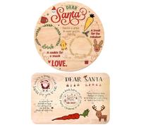 Santa Plate Treats Christmas Eve Engraved Wooden Board for San ta, 2 Pcs Personalised Santa Plate, Carrot Rudolph Tray Christmas Plates, Childrens Xmas Plates for San ta Claus & Rudolph Reindeer