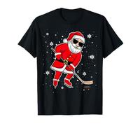 Santa Playing Hockey Pajama Shirt Ice Hockey Christmas Gifts T-Shirt