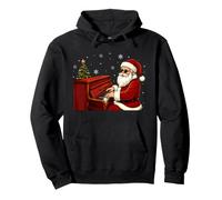 Santa Playing Piano Cool Christmas Scene Pullover Hoodie