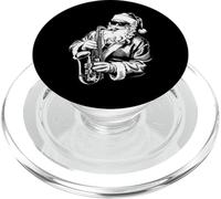 Santa Playing Saxophone Jazz Funny Saxophonist Santa PopSockets PopGrip for MagSafe