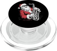 Santa Playing Saxophone Jazz Funny Xmas Saxophonist Santa PopSockets PopGrip for MagSafe