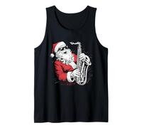 Santa Playing Saxophone Jazz Funny Xmas Saxophonist Santa Tank Top