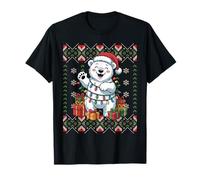Santa Polar Bear Christmas Ugly Sweater Funny Holiday Pajama T-Shirt