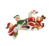 Santa Polar Bear & Gnomes Christmas Decorations - Mini Resin Sculptures for Shelf, Desk, Table - Xmas Gift (Red)