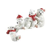Santa Polar Bear & Gnomes Christmas Decorations - Mini Resin Sculptures for Shelf, Desk, Table - Xmas Gift (White)