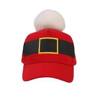 Santa Pom Pom Baseball Cap Festive Knit Xmas Hat with Fluffy Ball Merry Christmas Adjustable Dad Hat Unisex Funny Xmas Party Cap Winter Warm Peaked Cap for Men Women, New Year Festive Theme Party