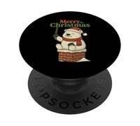 Santa Pooping Down Chimney Shirt Funny Naughty Polar Bear PopSockets Adhesive PopGrip