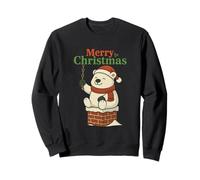 Santa Pooping Down Chimney Shirt Funny Naughty Polar Bear Sweatshirt