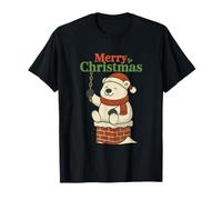 Santa Pooping Down Chimney Shirt Funny Naughty Polar Bear T-Shirt