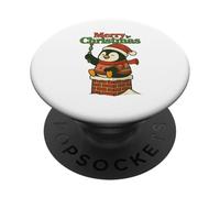 Santa Pooping Down Chimney Shirt Funny Naughty Xmas Penguin PopSockets Adhesive PopGrip