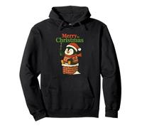 Santa Pooping Down Chimney Shirt Funny Naughty Xmas Penguin Pullover Hoodie