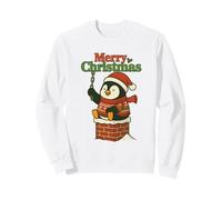 Santa Pooping Down Chimney Shirt Funny Naughty Xmas Penguin Sweatshirt