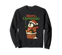 Santa Pooping Down Chimney Shirt Funny Naughty Xmas Penguin Sweatshirt
