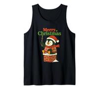 Santa Pooping Down Chimney Shirt Funny Naughty Xmas Penguin Tank Top