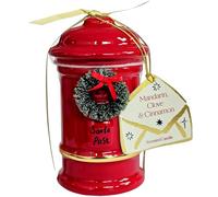 Santa Post Box Scented Candle, Red, Mandarin Clove & Cinnamon, Christmas Holiday Decor with Wreath