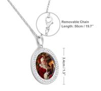 Santa Reading Book Women's Custom Pendant Necklace Round Diamond Necklaces Jewelry Gifts for Men Birthday