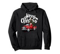 Santa Red Truck Merry Christmas Tree Festive Holiday Pullover Hoodie