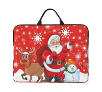 Santa Reindeer And Snowman With Snowflake Printed, 14 Inch Laptop Sleeve, Notebook Bag Laptop Case Sleeve Briefcase with Handle